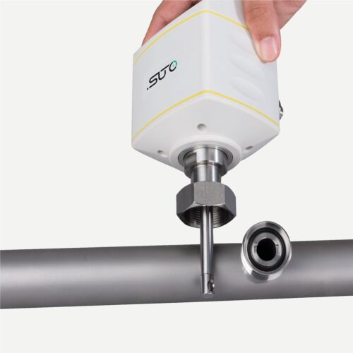 S421 flow sensor with integrated measuring section for pipe installation.